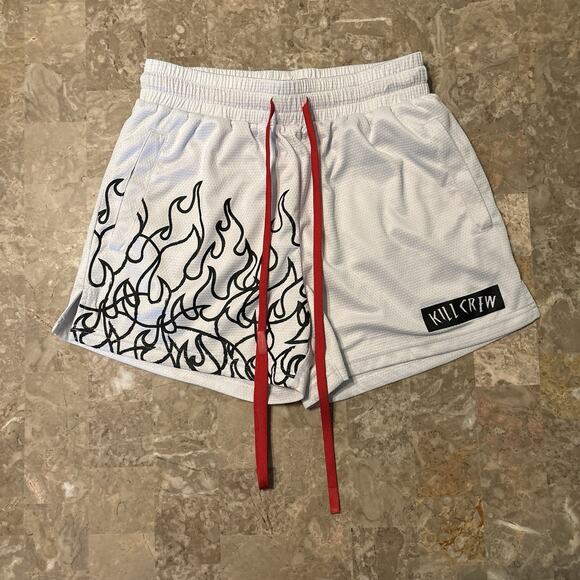 Kill Crew Shorts Mens Medium White Mesh 3” Muay Thai Drawstring Gym Running - Picture 1 of 11